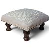 Image 1 : Square Embroidered Footstool w Wooden Legs 16.5x16.5x10"
