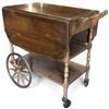 Image 1 : Vintage Wooden Drop-Leaf Tea Cart w Wheels