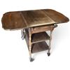 Image 3 : Vintage Wooden Drop-Leaf Tea Cart w Wheels