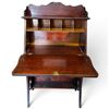 Image 5 : Antique Dark Wood Secretary Desk w Keyhole & Compartments 27.5x14.5x45.5"