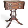 Image 1 : Wooden Drop-Leaf Lyre Pedestal Table w Brass Handles 19x15x26" Folded In