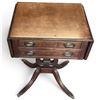 Image 2 : Wooden Drop-Leaf Lyre Pedestal Table w Brass Handles 19x15x26" Folded In