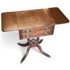 Image 4 : Wooden Drop-Leaf Lyre Pedestal Table w Brass Handles 19x15x26" Folded In