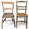 Image 1 : Pair of Rustic Wooden Ladder-Back Chairs