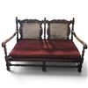 Image 1 : Antique Settee/Wooden Bench w Cane Backrest & Red Cushion 55x32x33"
