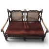 Image 2 : Antique Settee/Wooden Bench w Cane Backrest & Red Cushion 55x32x33"