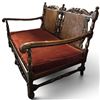 Image 3 : Antique Settee/Wooden Bench w Cane Backrest & Red Cushion 55x32x33"
