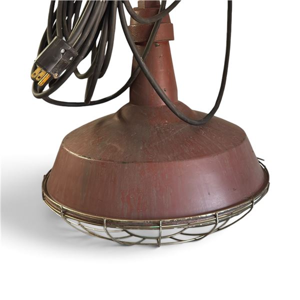 Industrial Hanging Light Fixture w Metal Cage 16" Diameter