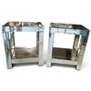 Image 1 : Pair of Mirrored Side Tables w Shelves 17x12.5x20.5"