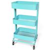 Image 1 : Three-Tier Turquoise Mesh Rolling Cart 17x15x31"