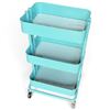 Image 2 : Three-Tier Turquoise Mesh Rolling Cart 17x15x31"