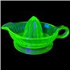 Image 1 : Vintage Large Uranium Glass Juicer * 6.5" diameter