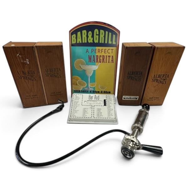 Group of Assorted Bar Items * Including Beer Keg Party Pump with Tap