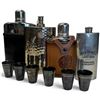 Image 1 : 4 Assorted Flasks and a Stack of Silver Plated Shot Glasses