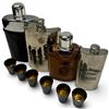 Image 2 : 4 Assorted Flasks and a Stack of Silver Plated Shot Glasses