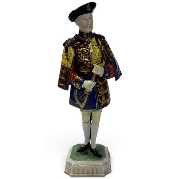 Vintage Italian Porcelain Military Figurine - 8" tall