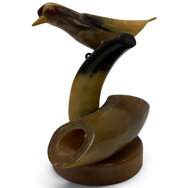 Hand Crafted Bone Art Bird Model - 4" x 9" z 6" tall