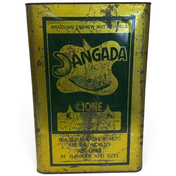 Vintage Angala Nut Tin - 9" x 9" x 14"  tall