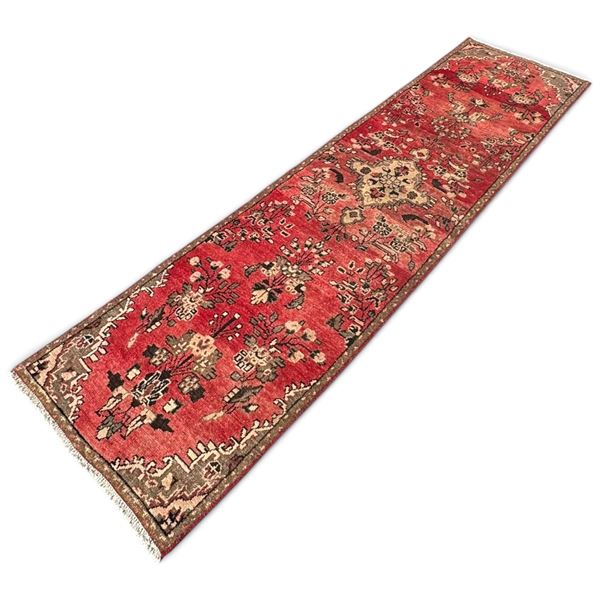 Hamedan Hand-Knotted Wool Runner Rug 9'1"X2'5"