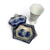 Image 3 : Antique Staffordshire Serving Dish & Vintage Milk Glass Vase "Quilt Pattern" - Vase is 9" tall x 5.5