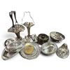 Image 1 : Large Group of Vintage Silverplated Vases and Serving Items - Largest Vase is 8: x 11" x 18" tall