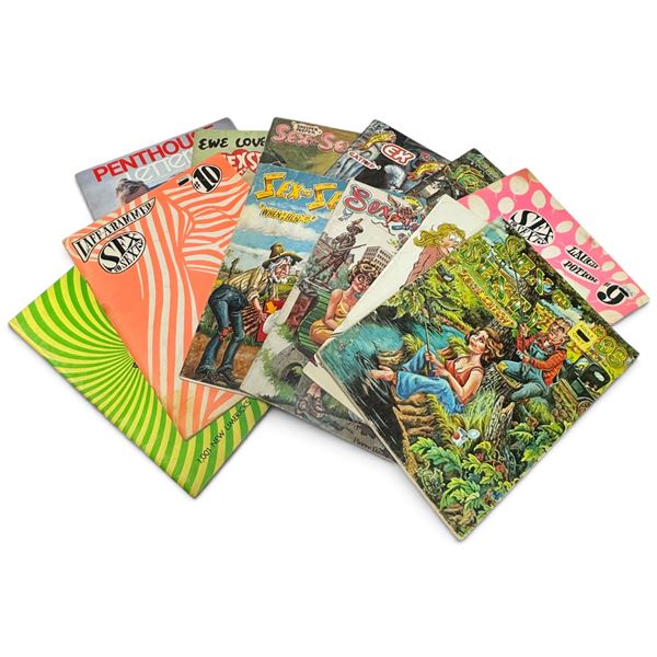 Collection of Adult Humor Magazines Including Sex to Sexty & Penthouse Letters