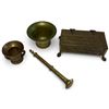 Image 1 : Collection of Vintage Brass Decorative Items; Cigar Case, Vases & Pommel