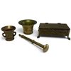 Image 2 : Collection of Vintage Brass Decorative Items; Cigar Case, Vases & Pommel