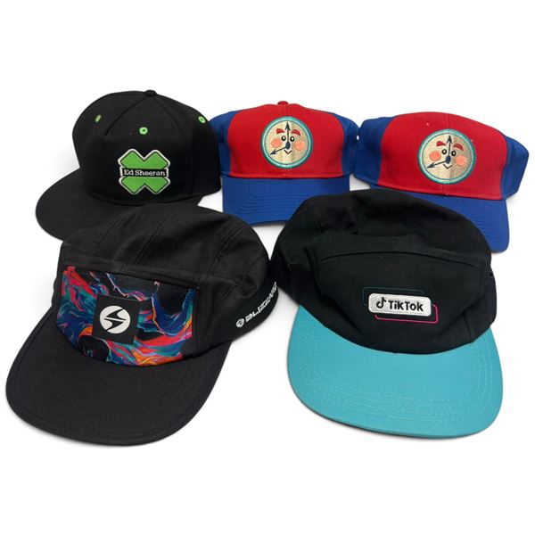 Collection of Branded Caps Featuring Ed Sheeran, TikTok & Blizzard