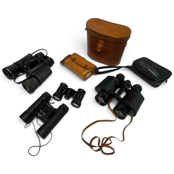 Collection of Binoculars & Cases Featuring Eddie Bauer, TOHO, S.S.K, & Selsi Models