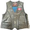 Image 1 : Leather Motorcycle Vest First Leather Apparel w Canadian Patch