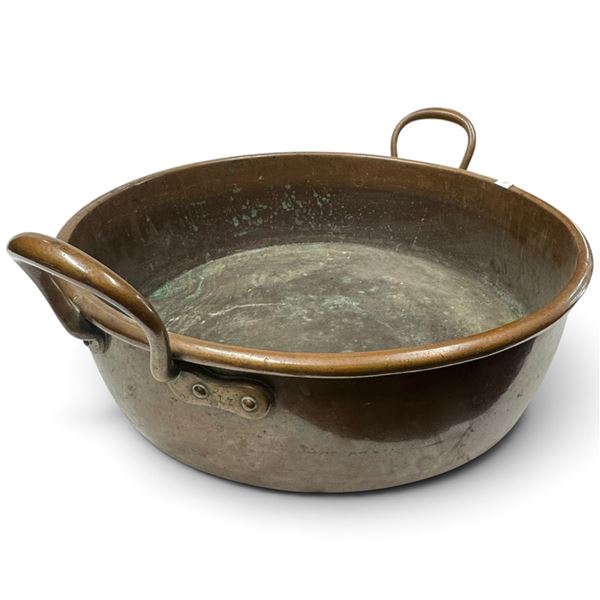 Antique #17 Copper Jam Pan w Dual Handles 18" diameter x 5" deep