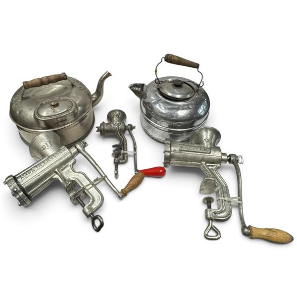 Vintage Metal Kettles & Meat Grinders Collection
