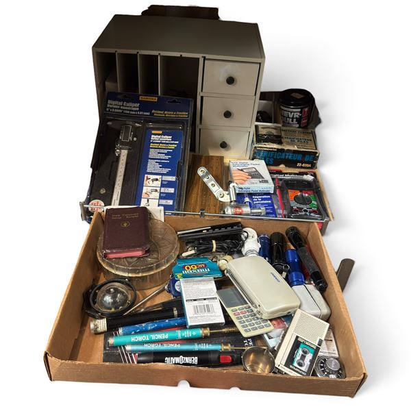 Assorted Tools & Electronics Including SAMONA Caliper & Digital Multimeters
