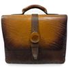 Image 2 : Leather Briefcase with Strap Closure & Wood Button - 3" x 15" x 12" tall