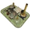 Image 3 : Vintage Vanity & Dresser Accessory Lot Featuring a Green Painted Metal Tray