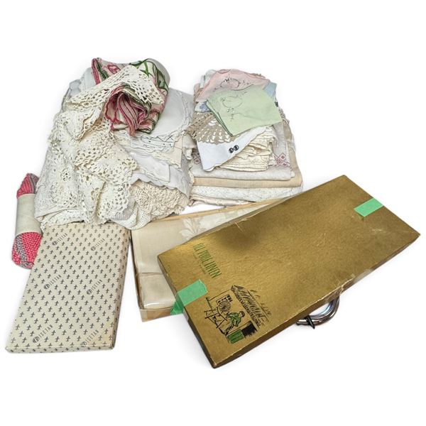 Assorted Vintage Linens, Doilies, Lace and Embroidered Items