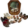 Image 1 : Collection of Assorted Children's Shoes & Octagonal Wooden Frame Mirror Display