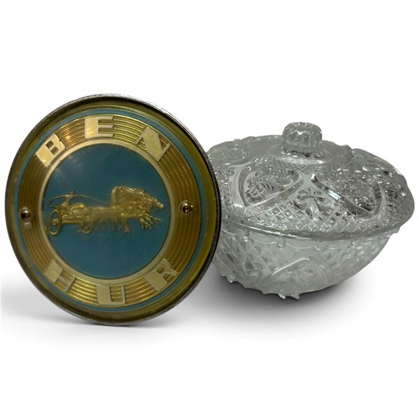 'Ben Hur' Hubcap Cover, Standard Key Automotive Creation & Cut Crystal Candy Dish