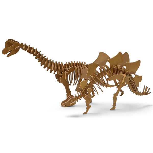 2 Wood Dinosaur Puzzles - Largest is 4" x 16" x 10" tall