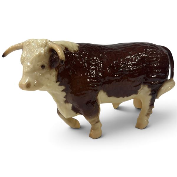 Large Hereford Bull Plastic Figure - 3" x 6" x 4.5" tall
