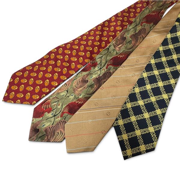 Collection of 4 Designer Ties by Trussardi, Boss, Yves Saint Laurent & Dunhill