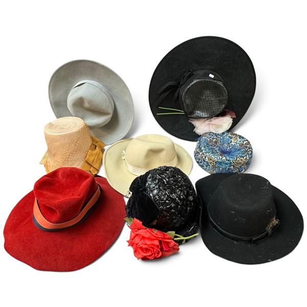 Collection of Vintage Women's Hats in Varied Styles & Colors