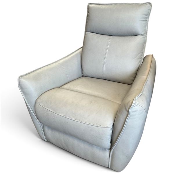Grey Contemporary Leather Look Power Recliner with Power Adaptor