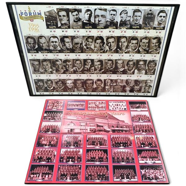 Montreal Canadiens Framed Team Photo & 1995/96 Uncut Ticket Sheet