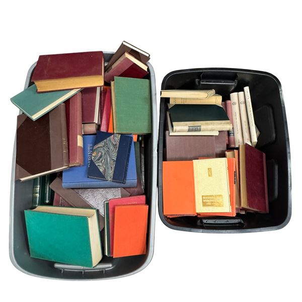 Large Lot of Italian Books in Two Storage Bins, Mixed Vintage and Modern Hardcovers, As-Found