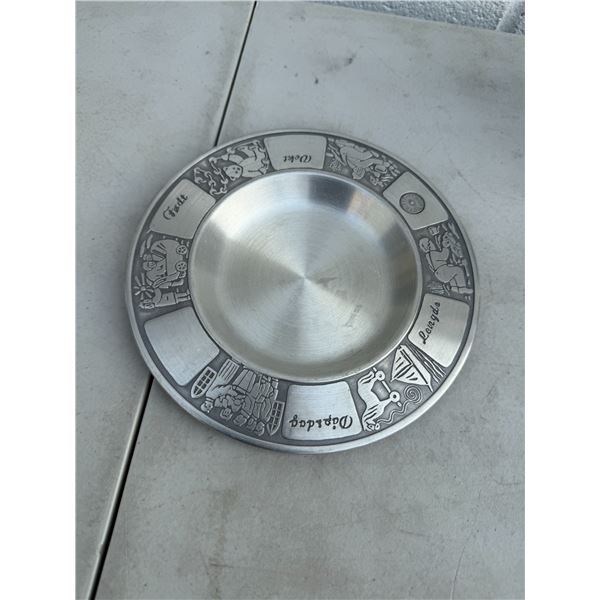 Norwegian pewter baby plate