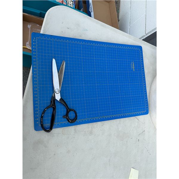 Crafting cutting board and scissors