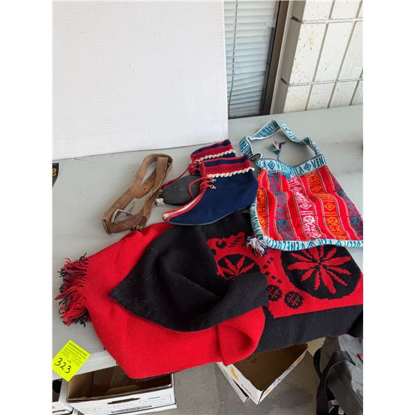 Vintage footwear, purse, and other items