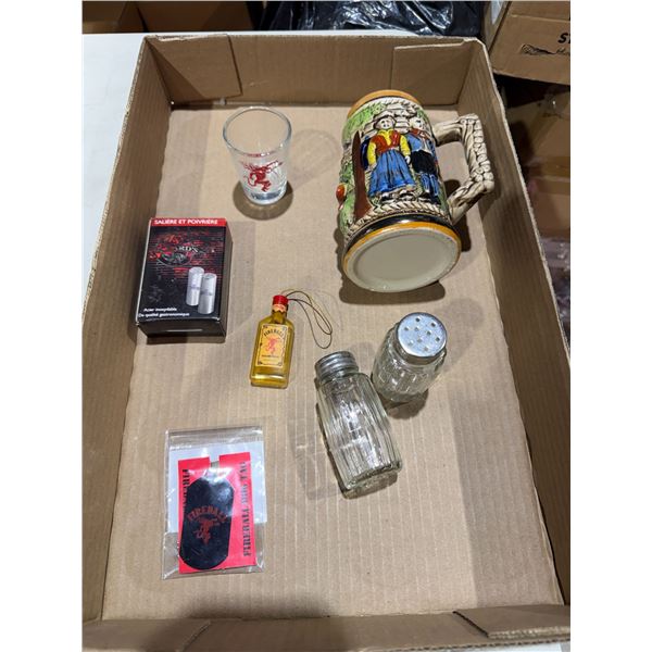 Salt and pepper shakers, Stein shooter, Glass, etc.